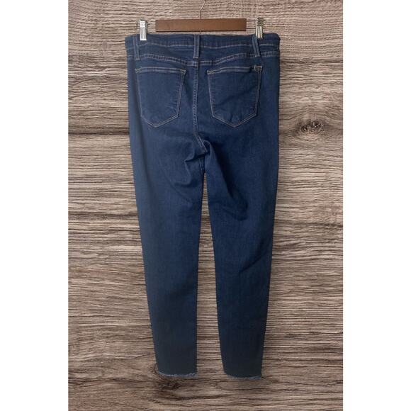 Judy Blue Women's Dark Wash‎ Denim Tapered Leg Raw Hem Jeans Size 13/31 - Picture 2 of 9